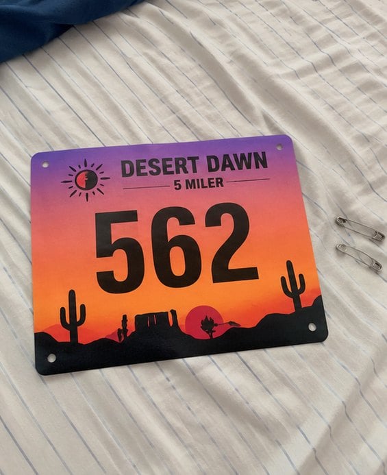 Personalized race bibs — customer photo
