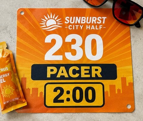 VIP and Pace Group Bib with custom branding